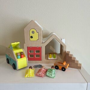 Lovevery Wooden Playhouse with Vehicles and Accessories